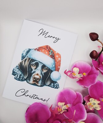 Deutsch Kurzhaar Zeiger Weihnachtskarte. Weihnachtskarte Hundeliebhaber.
