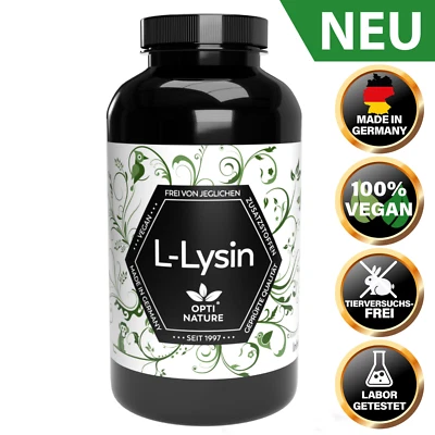OPTI NATURE L-Lysin Kapseln 365 Stück I L-Lysin Pulver HCL I Kapseln ohne Füllstoffe I PUR
