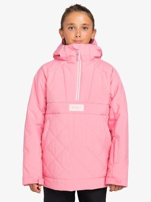 ROXY Radiant Lines Overhead ANORAK Snow Jacket Girls XL 14 PINK SNOWBOARD SKI