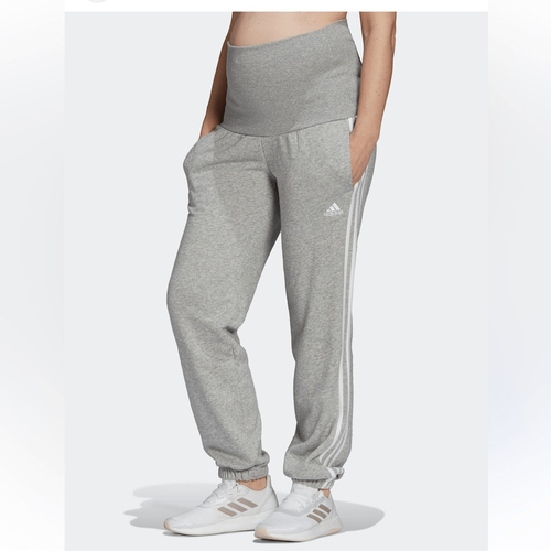 adidas Womens maternity Essentials Cotton 3-Stripes Pants Grey XS