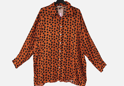 WASABI tolle Long-Bluse Tunika 44-46-48 trendige Details + Herzchen-Druck orange