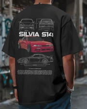 Silvia S14 Fan Art T-Shirt JDM Drift Car Graphic Retro Unisex Tee