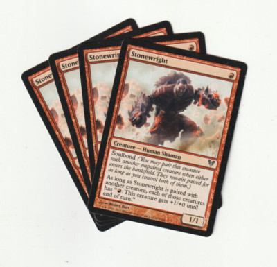   4 MAGIC: The Gathering STONEWRIGHT Creature MTG PLAYSET *Red *Human *Shaman