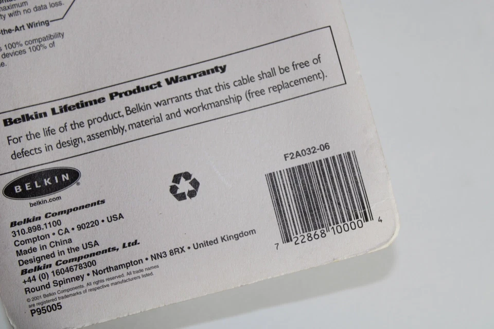 NOS Belkin Pro 6ft IEEE-1284 DB25M/Cen36 Bi-Directional Parallel Printer Cable - Image 3 of 3