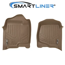 SMARTLINER Floor Mats 1st Row Tan 2007-14 Silverado Sierra Tahoe Yukon Suburban
