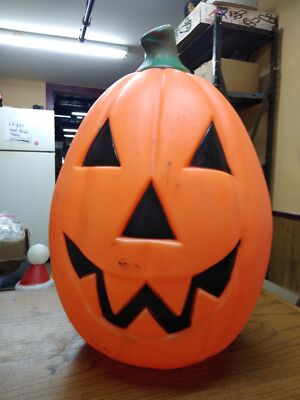 Vintage Halloween Trick Or Treat Blow Mold Jack O Lantern Pumpkin