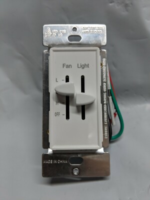 NEW WHITE Dual Slider 3-Speed Fan Control Fully Variable Dimmer Single Pole