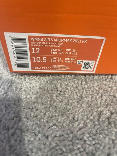 Sz 10.5 Men / 12 W Nike Air Vapormax 2021 Flyknit White Pure Platinum DC4112-100 - Picture 6 of 6