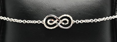 Sterling Silber 925 Diamant Pave Infinity Loop Elegante Kette Tennis Armband