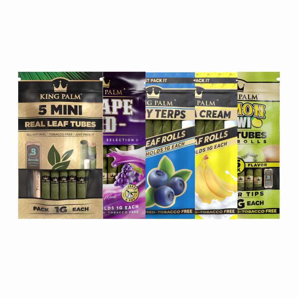 5 KING PALM Mini Size Natural Slow Burning Blunt Cones 1g