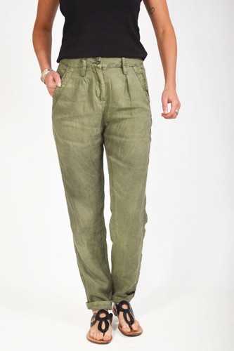 NEXT Khaki Linen Trousers Taper Leg 