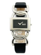 D&G Dolce & Gabbana DW0562 Women's DONNA Stainless Steel Black Leather Watch
