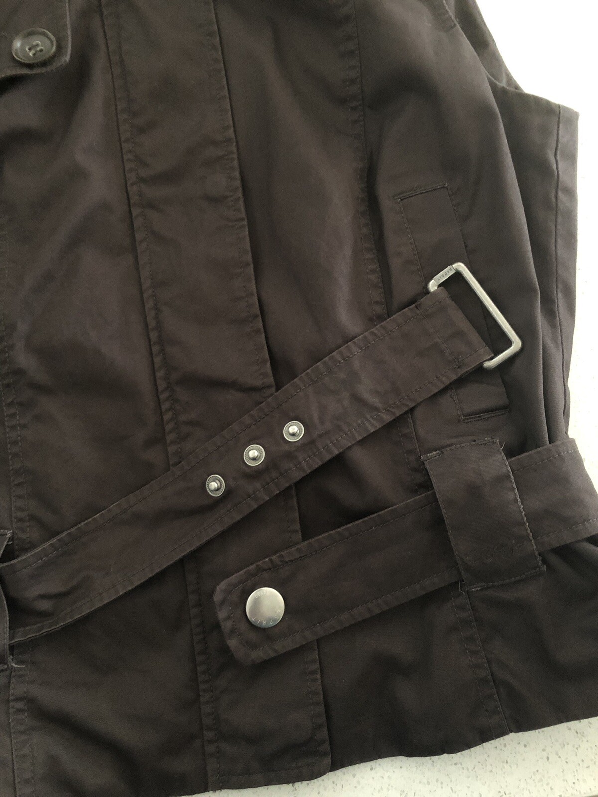 ESPRIT WOMENS PEPPERCORN SLEEVELESS COTTON JACKET VEST SIZE 8 / US 10