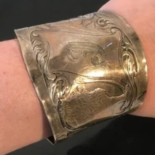 Sterling Spoon Ring Cuff Bracelet 925 Silver Lion Baroque Rococo Medieval Armor