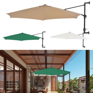 3m Crank Tilt Parasol Outdoor Umbrella Patio Garden Parasol Sun Shade Wall Mount Ebay