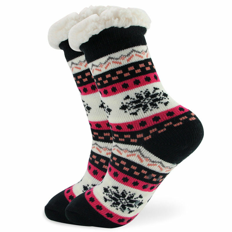 Slippers Socks Pairs Women's Sherpa Thermal Fleece-lined Cozy