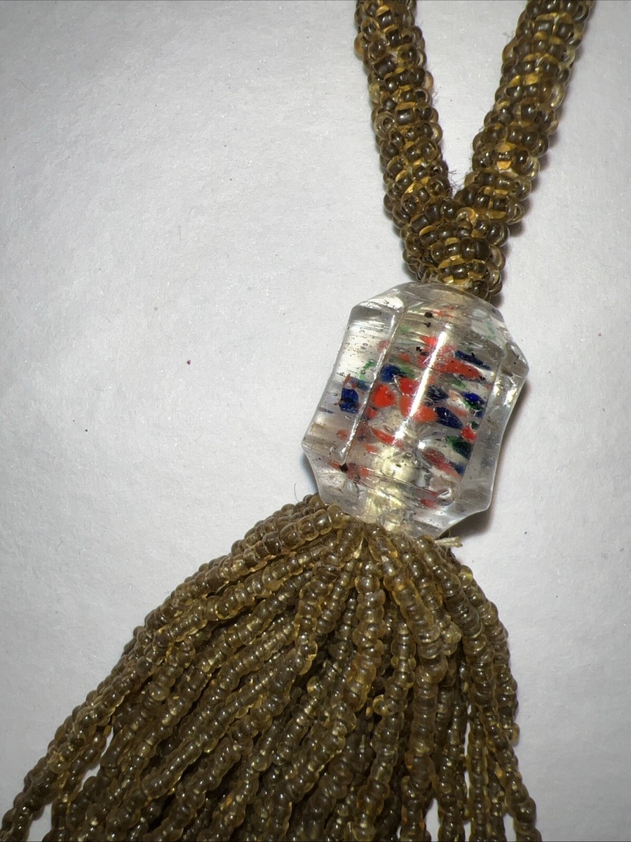 Antique Art Deco Seed Bead Blown Glass Bead Decorative Pull Tassel