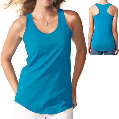 #ad Ladies Flowy PRESHRUNK Racerback Tank Top Cotton Poly Womens Junior XS 2XL NEW $13.19