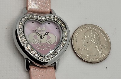 Rovada Claddagh Watch Women Silver Tone Heart pink Dial New Battery leather band Ladies Rovada Claddagh Heart Shape Crystal Accents Pink MOP  main image 4