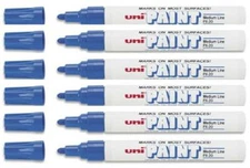 Uni-Paint 63603 PX-20 Oil-Based Permanent Marker, Medium Line, Blue, 6-Pack