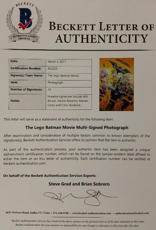 LEGO BATMAN MOVIE Cast(x6) Authentic Hand-Signed Will Arnett