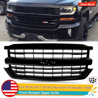 For 2016-17 2018 Chevrolet Silverado 1500 Z71 Front Upper Grille Black 23383604