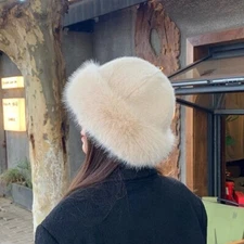 Women Winter Mink Hat Russian Fluffy Hats Faux Fur Headband Hat Fashion Girl Hat