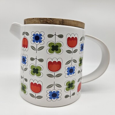 Sagaform Blossom Teapot By Camilla Engdahl Floral Teapot Oak Lid