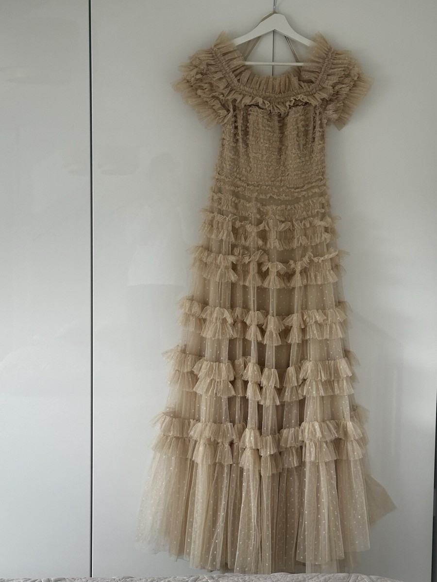 needle and thread beige dress Needle & Thread Wesley Gown BHLDN  Nearly Newlywed