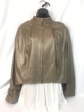 Remy * Womens Beige Leather Jacket Sz. Large Mint!
