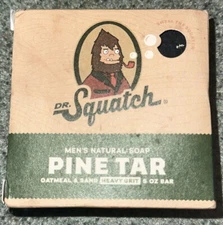 Dr. Squatch Pine Tar Mens Natural Soap 5oz Bar, Oatmeal & Sand Heavy Grit NEW