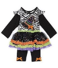 RARE EDITIONS Baby Girls 18M Sequin Halloween Witch's Hat Leggings Set NWT