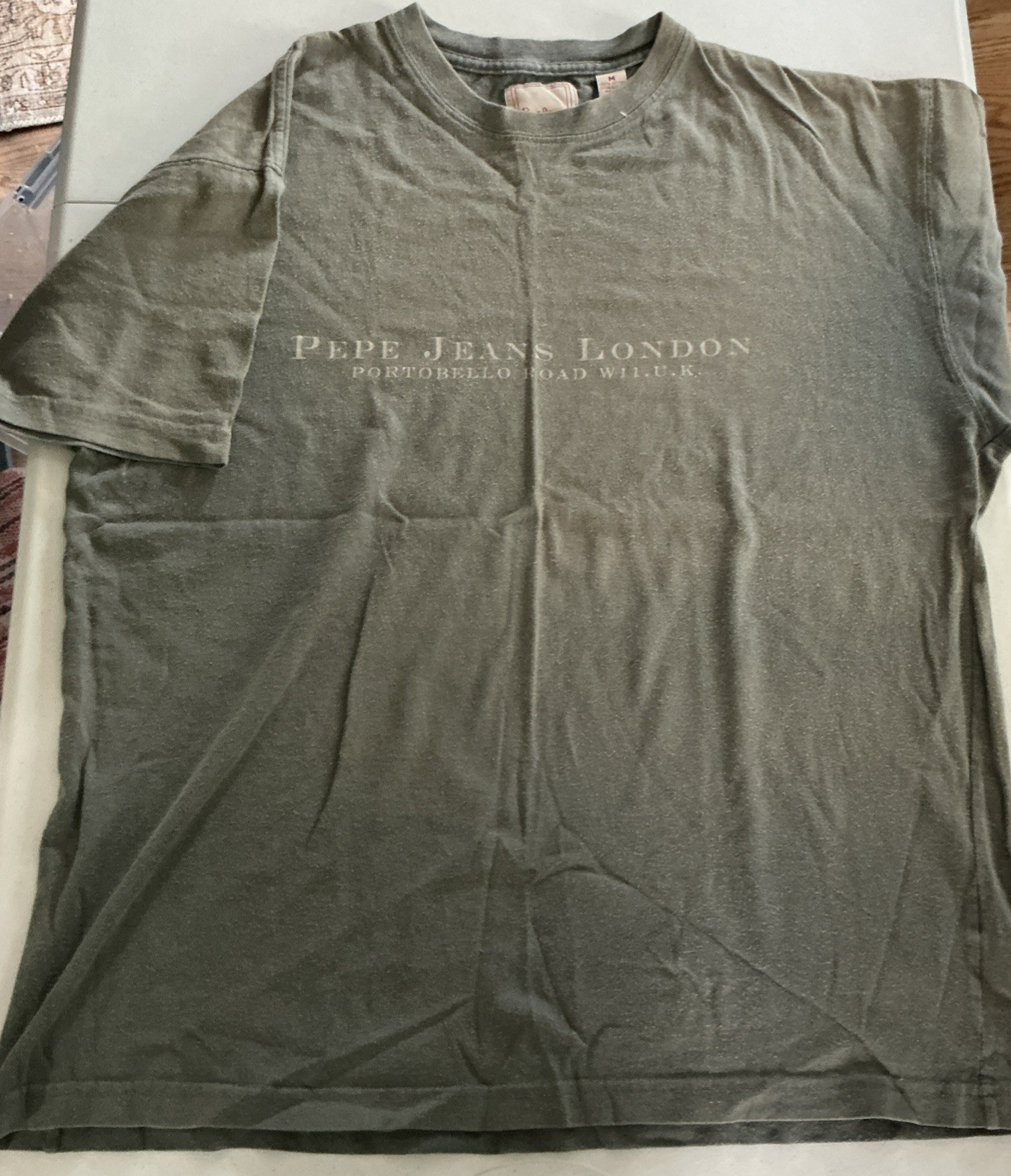 Pepe Jeans, Vintage Pepe Jeans London, Portobello Road, Olive Green Fatigue T-Shirt, Men M