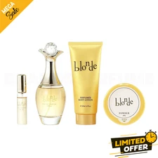 BLONDE 4 Pcs. GIFT SET: 3.3Oz. EDP Sp + 4Oz. B.L + 1.7Oz. Powder + 0.5Oz. EDP Sp