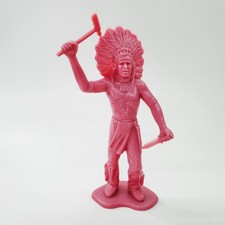 Vintage TIM-MEE Large Indian Figure Red Plastic Toy 6