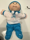 Vintage 1985 Cabbage Patch Kids Baby Doll Blue Knit Outfit Soft Sculpture
