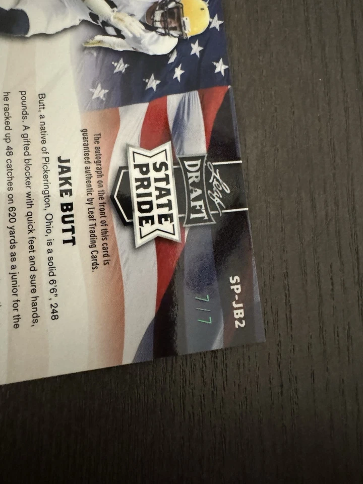 2016 Leaf Metal Draft State Pride Green Auto /7 #SP-JB2 JAKE BUTT Rookie RC 7/7 - Image 4 of 4