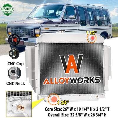 4-Row Radiator Fits 1975~91 E100 E150 E250 E350 Econoline Club Wagon 5.8/6.6L#AT