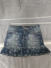 Levi's Scooter Girls Blue Denim Floral A-Line Skort Size 12 Ruffle