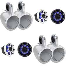 Kicker Premium Marine 6.5 51MSC65 (2 Pair ) With 12KMTESW White Enclosures UT...