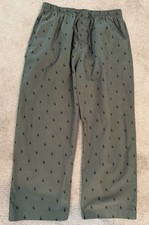 Polo Ralph Lauren Mens Cotton Pajama Pants Size Med Olive Green Black Pony Logo