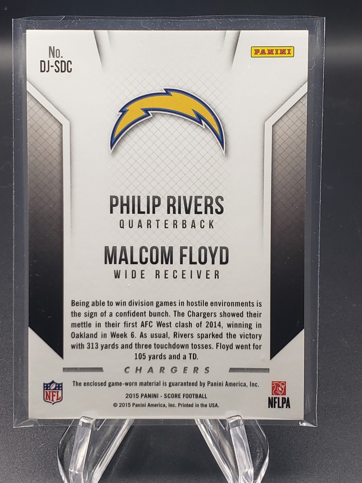 2015 Score - Dual Jerseys Philip Rivers, Malcom Floyd #DJ-SDC (MEM) Game Worn! view 2
