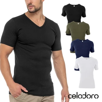 Celodoro Herren Business T-Shirt V-Neck (1er & 3er Pack) Feinripp Unterhemd - Bild 1 von 4