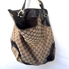 Authentic Gucci Vintage G Logo Brown GG Monogram Canvas Shoulder Bag 203506