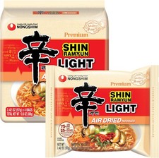 Air-Dried Shin Light Ramen Noodles, Spicy Korean Instant Noodles with Seasoning