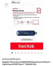 SanDisk Phone Drive 256GB USB Flash Drive for iPhone, Lightning and USB Type-C