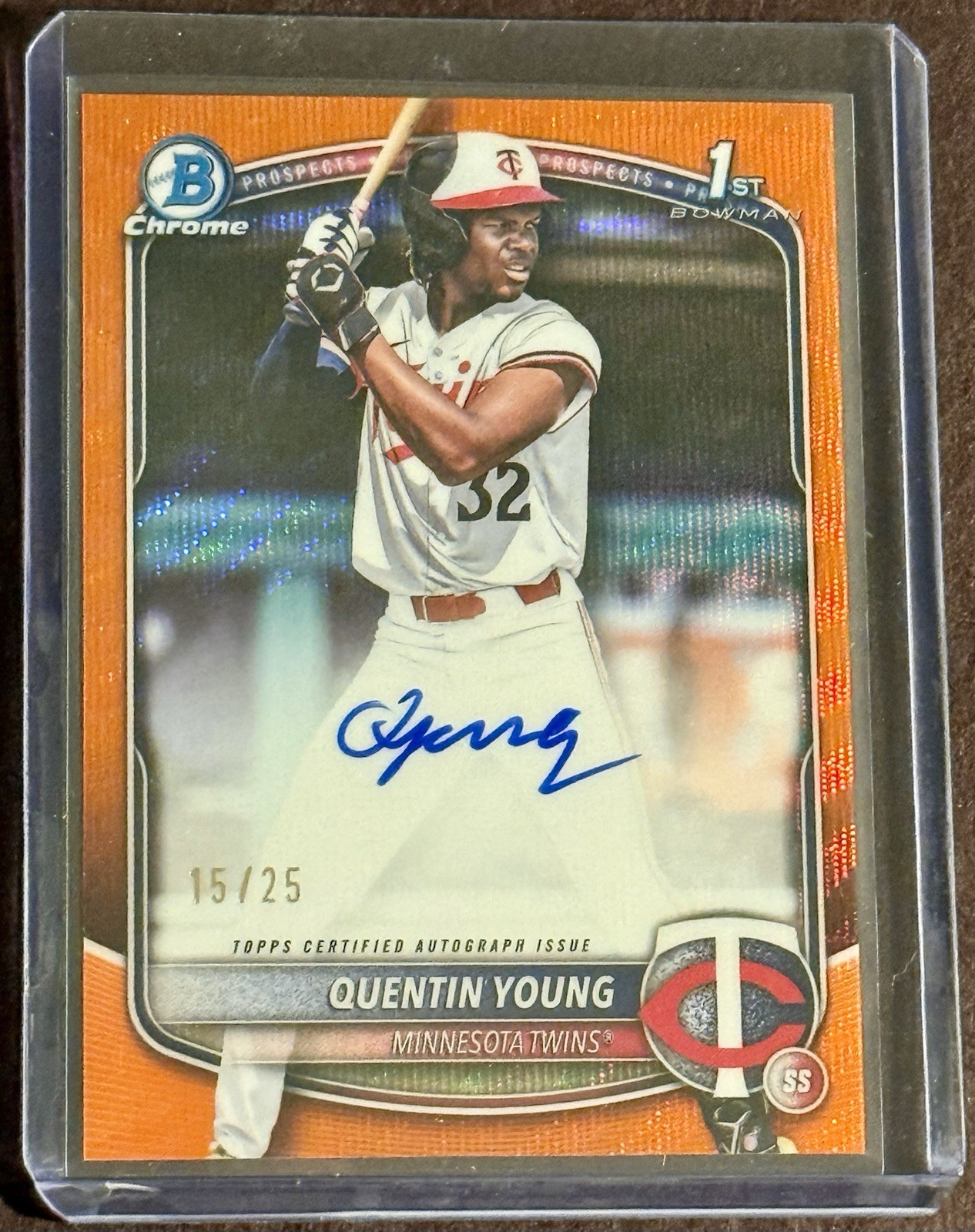 2025 Bowman Draft Chrome Quentin Young 1st Bowman Orange Wave Refractor Auto /25