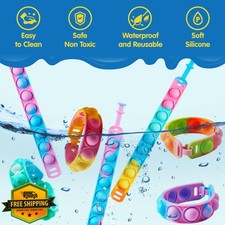 50pc Pop Fidget Toy Bulk: Bracelets, Sensory Toys, Party Favors Kids