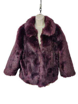 Y2K MISS SIXTY LILA KUNSTFELLMANTEL Größe XL UK 14 LANGFLOR ZOTTELIG DAMEN JACKE