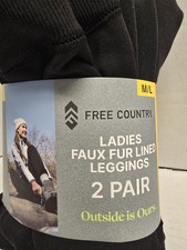 Free Country Women's 2 Pack Faux Fur Lined Comfort Stretch Waistband Leggings